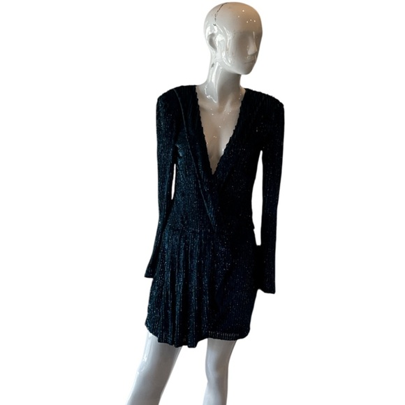 Misguided Peace + Love Teal Embellished Sequin Drape Front Dress Size 4 NWT - Picture 5 of 16